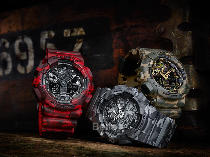  [Pin Miễn Phí Trọn Đời] GA-100CM-4A - Đồng hồ G-Shock Nam - Tem Vàng Chống Giả 