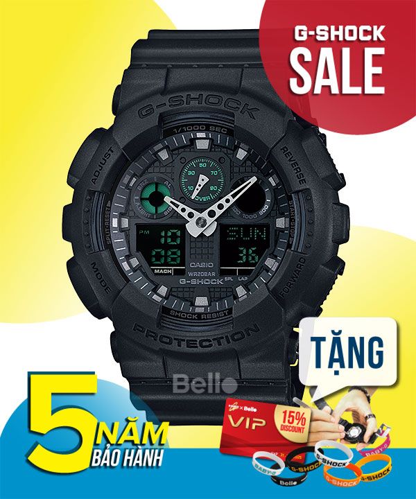  [Pin Miễn Phí Trọn Đời] GA-100MB-1A - Đồng hồ G-Shock Nam - Tem Vàng Chống Giả 