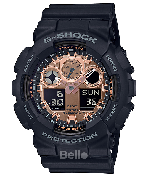 GA-100MMC-1A - Đồng hồ Casio G-Shock chính hãng - Dây đen mặt vàng hồng