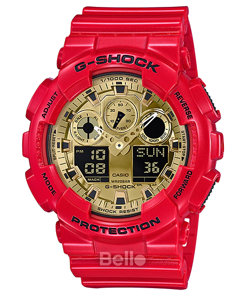 GA-100VLA-4A - Đồng hồ Casio G-Shock chính hãng - ĐỎ × VÀNG
