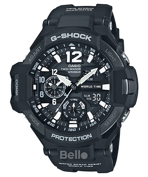 GA-1100-1A - Đồng hồ Casio G-Shock chính hãng - Cảm biến đôi, hiển thị giờ kép, đèn led cực tím siêu sáng.