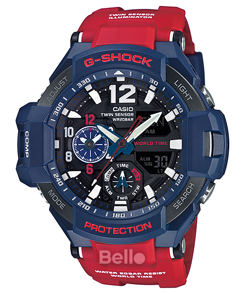 GA-1100-2A - Đồng hồ Casio G-Shock chính hãng - Mặt xanh kết hợp dây đỏ tạo nên cá tính