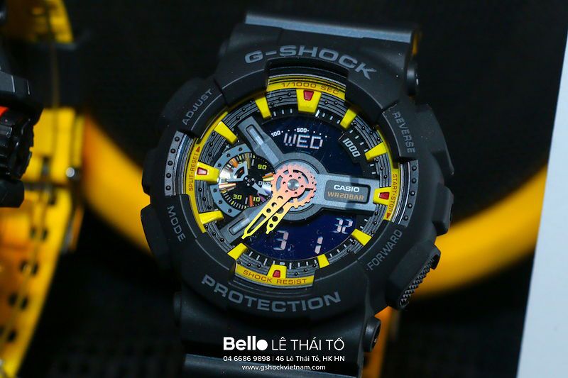 GA-110BY-1A - Đồng hồ Casio G-Shock chính hãng - Dây đen vàng nhám 2 lớp