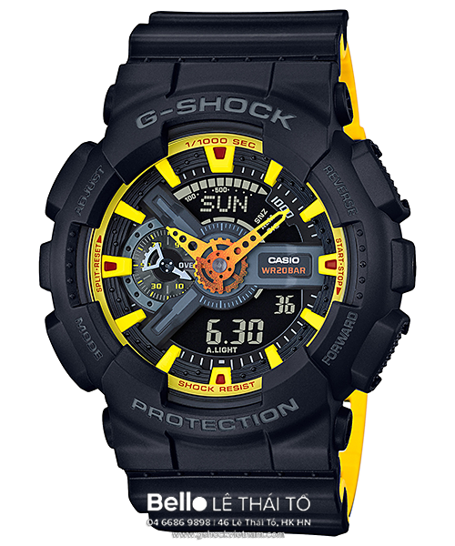 GA-110BY-1A - Đồng hồ Casio G-Shock chính hãng - Dây đen vàng nhám 2 lớp