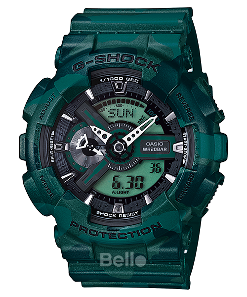 GA-110CM-3A - Đồng hồ Casio G-Shock chính hãng - Họa tiết ngụy trang phổ biến nhiều màu sắc đa dạng.
