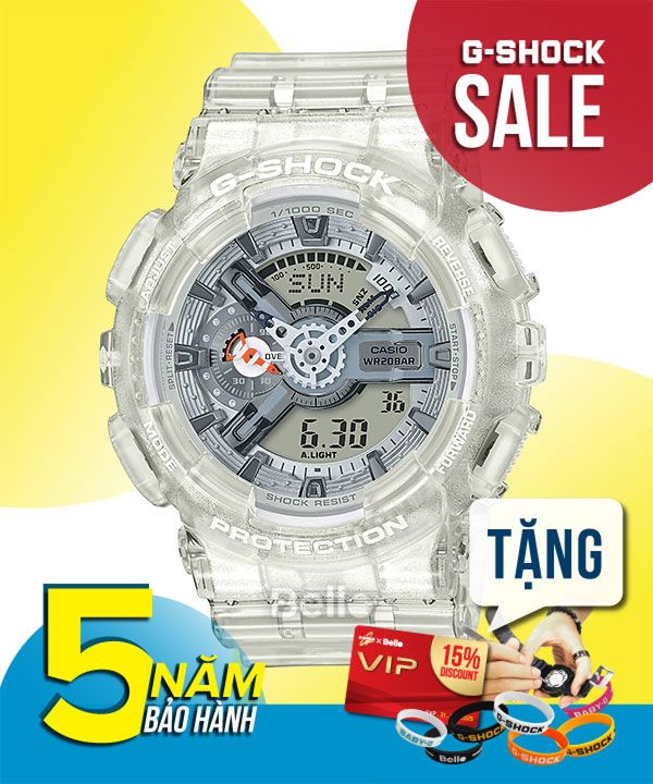 GA-110CR-7A - Đồng hồ Casio G-Shock chính hãng Màu trắng san hô trong suốt