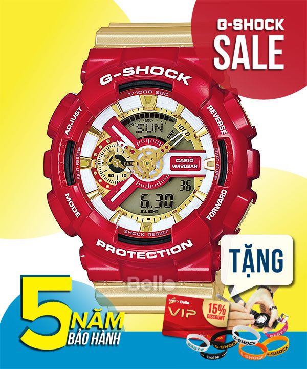 GA-110CS-4A - Đồng hồ Casio G-Shock chính hãng - Thiết kế màu sắc giống các anh hùng truyện tranh.