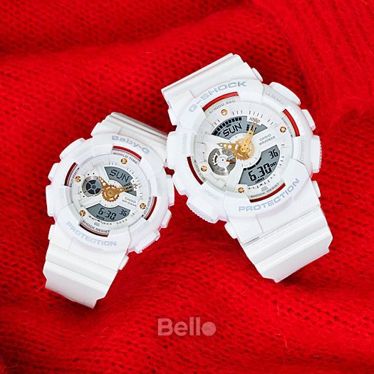 GA-110DDR-7A - Đồng hồ Casio G-Shock chính hãng - Tông trắng đỏ đính kim cương