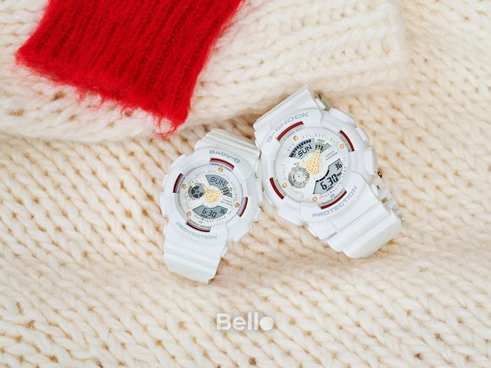 GA-110DDR-7A - Đồng hồ Casio G-Shock chính hãng - Tông trắng đỏ đính kim cương
