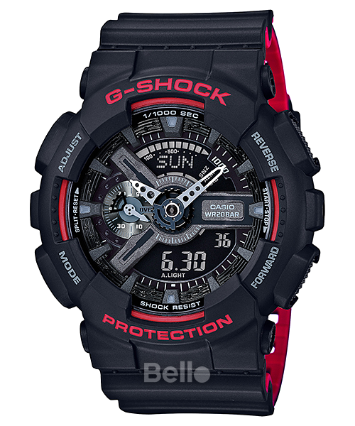 GA-110HR-1A - Đồng hồ Casio G-Shock chính hãng Dây 2 lớp mặt Đen đỏ Heritage Red