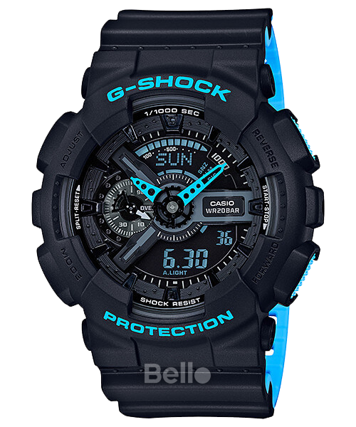 GA-110LN-1A - Đồng hồ Casio G-Shock chính hãng - Dây kép 2 màu đen xanh dương