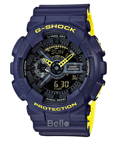 GA-110LN-2A - Đồng hồ Casio G-Shock chính hãng - Dây kép 2 màu tím vàng.