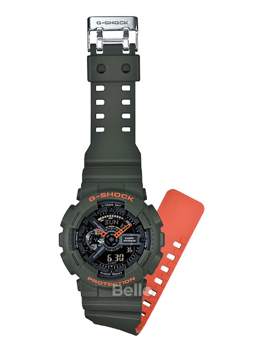 GA-110LN-3A - Đồng hồ Casio G-Shock chính hãng - Dây kép 2 màu xanh cam