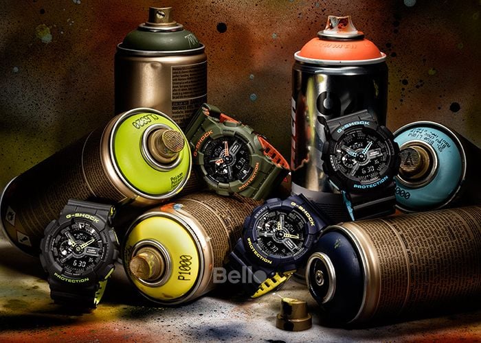 GA-110LN-3A - Đồng hồ Casio G-Shock chính hãng - Dây kép 2 màu xanh cam