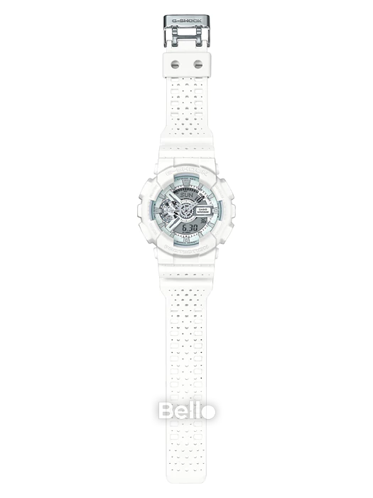 GA-110LP-7A - Đồng hồ Casio G-Shock chính hãng - Dây trắng trơn, thiết kế kiểu dây đục lỗ giúp cổ tay bạn thoáng hơn khi đeo.