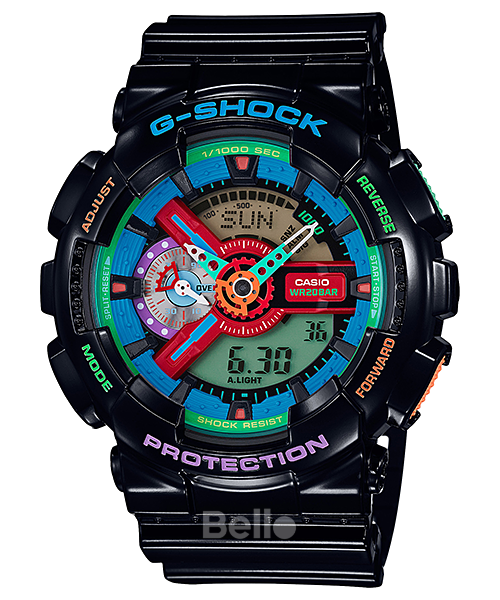 GA-110MC-1A - Đồng hồ Casio G-Shock chính hãng - Dây đen bóng kết hợp chi tiết nhiều màu sắc tạo ấn tượng.