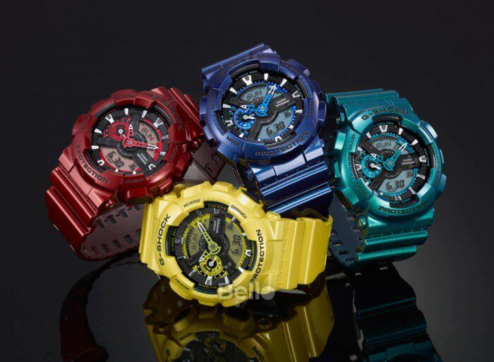 GA-110NM-3A - Đồng hồ Casio G-Shock chính hãng - Dây, vỏ và mặt một màu ánh kim duy nhất, kim sơn trắng nổi bật