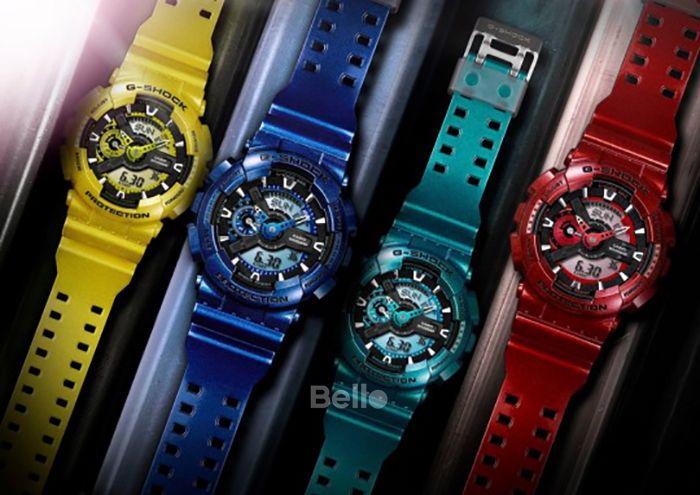 GA-110NM-3A - Đồng hồ Casio G-Shock chính hãng - Dây, vỏ và mặt một màu ánh kim duy nhất, kim sơn trắng nổi bật