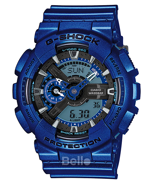 Casio G-Shock GA-110NM-2A - Đồng hồ Casio G-Shock chính hãng - Dây, vỏ và mặt một màu ánh kim duy nhất, kim sơn trắng nổi bật.