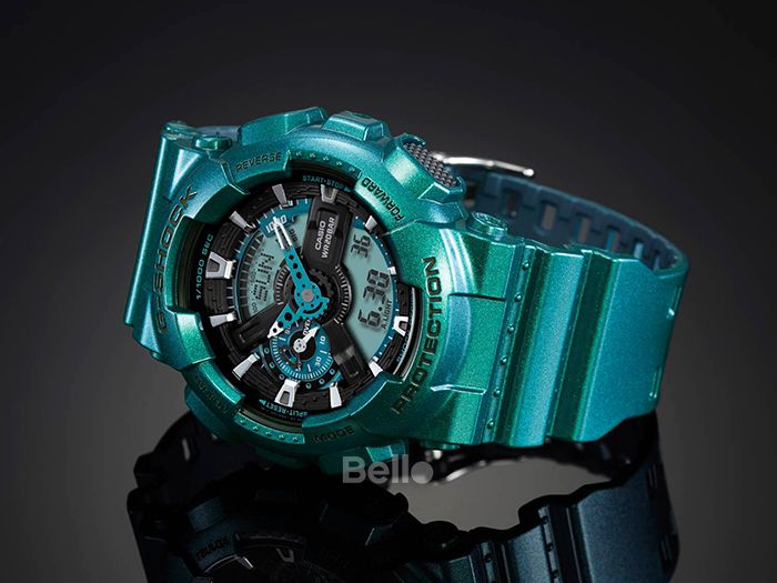 GA-110NM-3A - Đồng hồ Casio G-Shock chính hãng - Dây, vỏ và mặt một màu ánh kim duy nhất, kim sơn trắng nổi bật