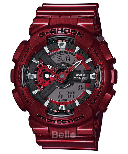 G-Shock GA-110NM-4A - Đồng hồ Casio G-Shock chính hãng - Dây, vỏ và mặt một màu ánh kim duy nhất, kim sơn trắng nổi bật.