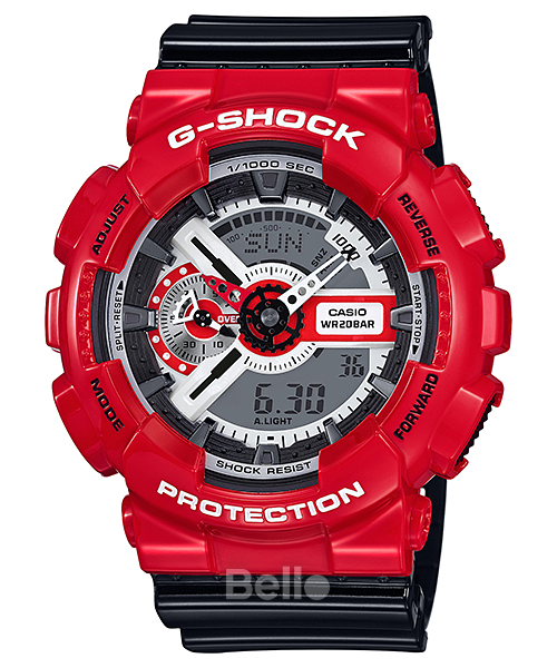 GA-110RD-4A - Đồng hồ Casio G-Shock chính hãng - Dây đen kết hợp vỏ đỏ bóng tạo style thời trang đường phố.