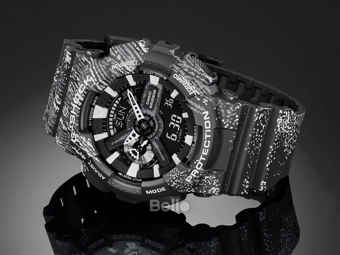 GA-110TX-1A - Đồng hồ Casio G-Shock chính hãng - Dây đen trơn với họa tiết vảy sơn cực chất.