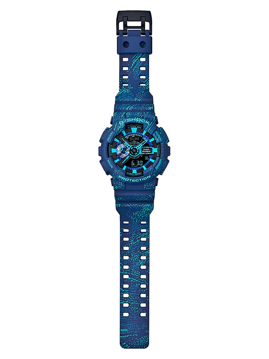GA-110TX-2A - Đồng hồ Casio G-Shock chính hãng - Dây xanh dương trơn với họa tiết vảy sơn cực chất.