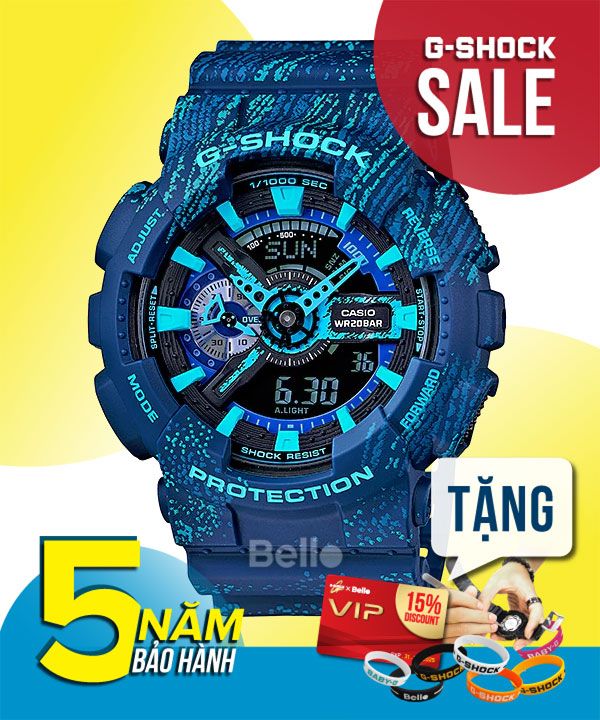 GA-110TX-2A - Đồng hồ Casio G-Shock chính hãng - Dây xanh dương trơn với họa tiết vảy sơn cực chất.