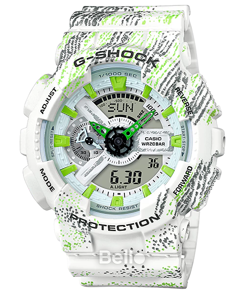 GA-110TX-7A - Đồng hồ Casio G-Shock chính hãng - Dây trắng với họa tiết vảy sơn cực chất.