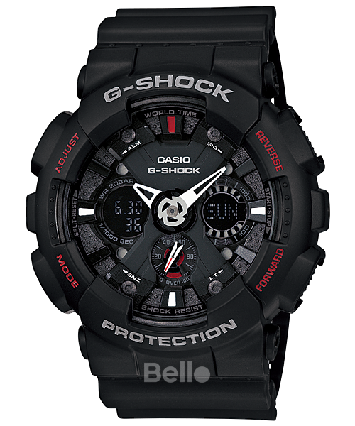 GA-120-1A - Đồng hồ Casio G-Shock chính hãng - Siêu phẩm dây đen nhám, mặt đen đỏ kim trắng thu hút và ấn tượng!