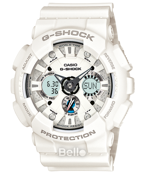 GA-120A-7A - Đồng hồ Casio G-Shock chính hãng - Dây nhám, mặt trắng kim bạc nổi bật!