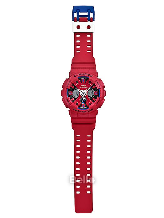 GA-120TR-4A - Đồng hồ Casio G-Shock chính hãng - Ba màu sắc chủ đạo (lam, trắng, đỏ).