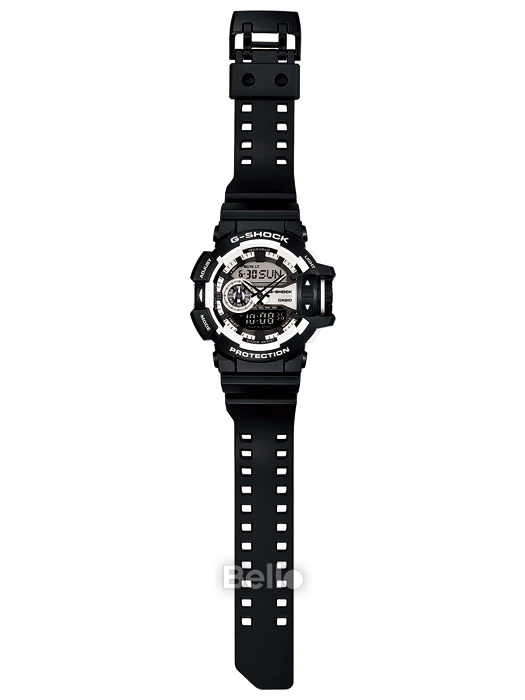 GA-400-1A - Đồng hồ Casio G-Shock chính hãng - Dây bóng mờ, khóa bằng nhựa, núm vặn điều chỉnh chức năng.