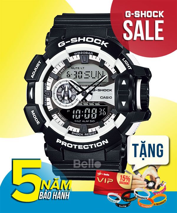 GA-400-1A - Đồng hồ Casio G-Shock chính hãng - Dây bóng mờ, khóa bằng nhựa, núm vặn điều chỉnh chức năng.