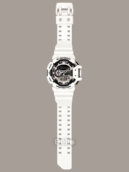 GA-400-7A - Đồng hồ Casio G-Shock chính hãng - Dây bóng mờ, khóa bằng nhựa, núm vặn điều chỉnh chức năng.