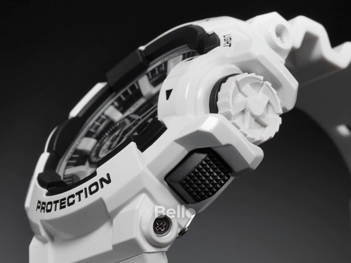 GA-400-7A - Đồng hồ Casio G-Shock chính hãng - Dây bóng mờ, khóa bằng nhựa, núm vặn điều chỉnh chức năng.