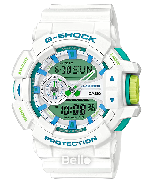 GA-400WG-7A - Đồng hồ Casio G-Shock chính hãng - Kết hợp với các điểm nhấn là màu xanh bạc hà và màu ngọc lam trẻ trung.