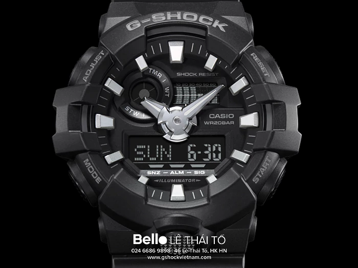  [Pin Miễn Phí Trọn Đời] GA-700-1B - Đồng hồ G-Shock Nam - Tem Vàng Chống Giả 