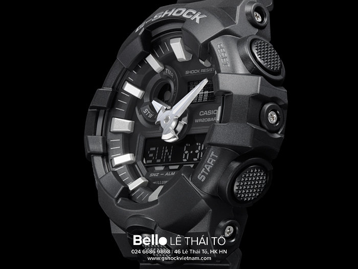 GA-700-1B - Đồng hồ Casio G-Shock chính hãng Đen mờ Black Hawk