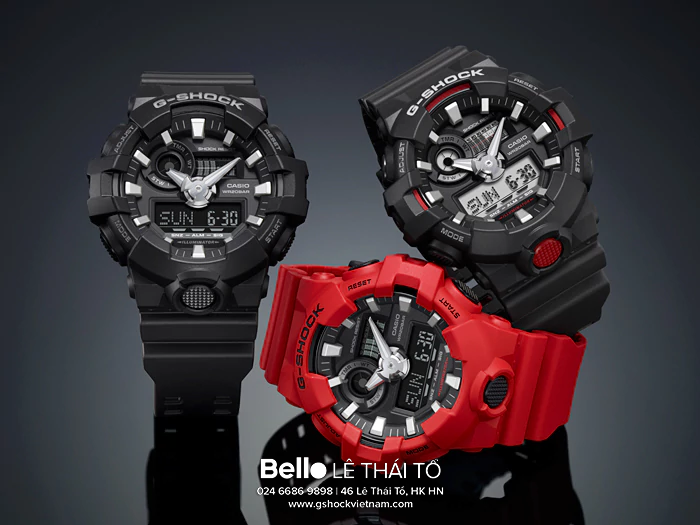 GA-700-1B - Đồng hồ Casio G-Shock chính hãng Đen mờ Black Hawk