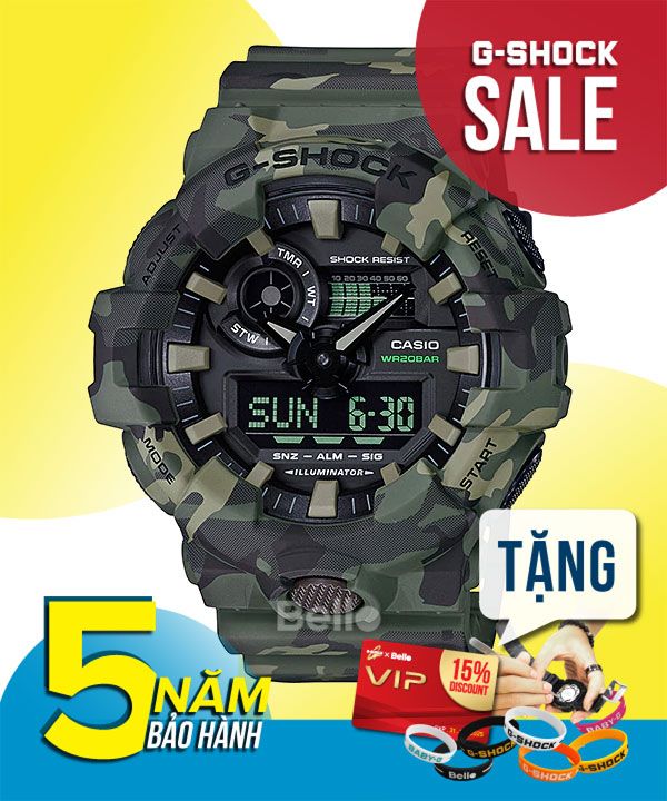  [Pin Miễn Phí Trọn Đời] GA-700CM-3A - Đồng hồ G-Shock Nam - Tem Vàng Chống Giả 