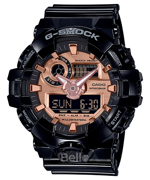 GA-700MMC-1A - Đồng hồ Casio G-Shock chính hãng - Dây đen mặt vàng hồng