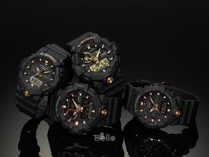 GA-710B-1A9 - Đồng hồ Casio G-Shock chính hãng Mặt Vàng Gold Dây Đen