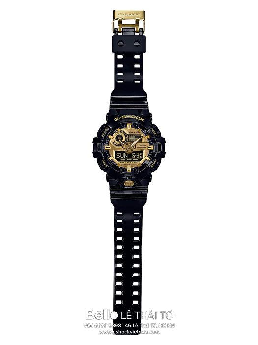 GA-710GB-1A - Đồng hồ Casio G-Shock GA-700 chính hãng dây đen, mặt vàng Black & Gold