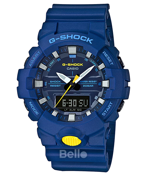 GA-800SC-2A - Đồng hồ Casio G-Shock chính hãng Màu xanh biển,nút bấm màu vàng
