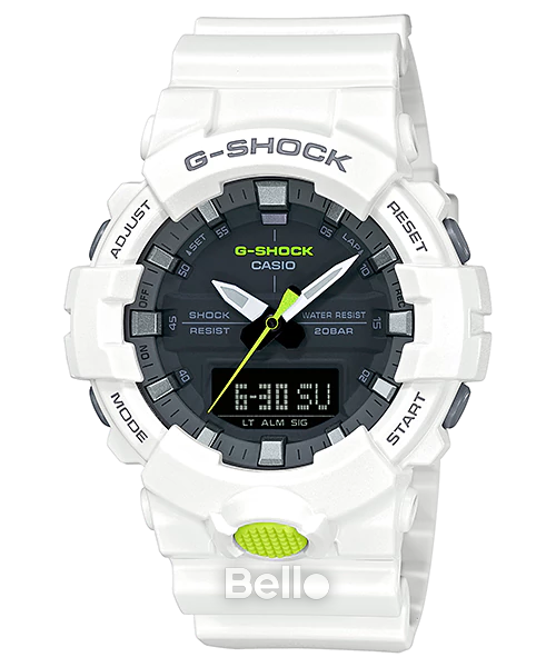 GA-800SC-7A - Đồng hồ Casio G-Shock chính hãng Màu trắng,kim số xanh lá