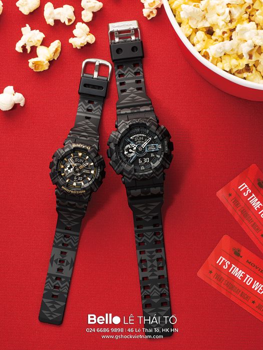 BA-110TP-1A - Đồng hồ Casio G-Shock chính hãng - Vỏ và dây đeo có hoa văn bộ lạc và cổ điển
