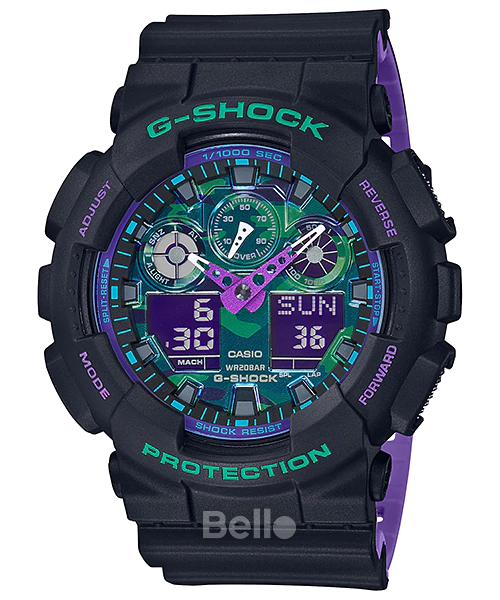 GA-100BL-1A - Đồng hồ Casio G-Shock chính hãng - Màu xanh tím Retro