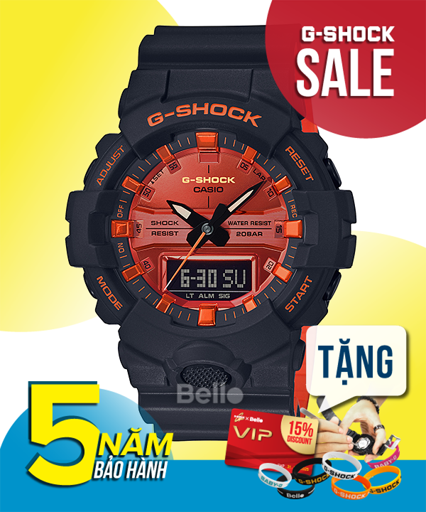 GA-800BR-1A - Đồng hồ Casio G-Shock chính hãng - Tông đen cam